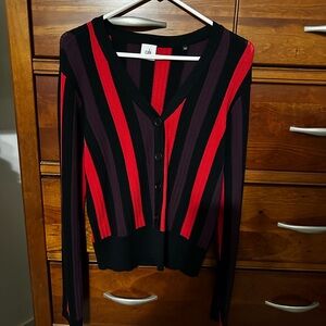 CAbi Women’s Red/Purple/Black Pullover Sweater. Size Large. Brand New!